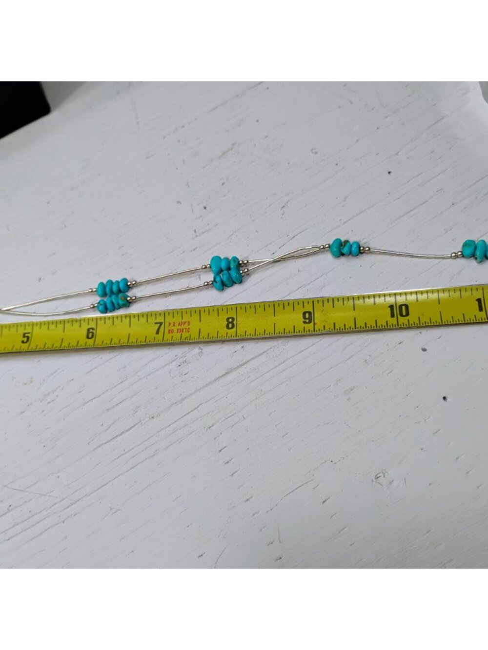 Liquid Sterling Silver & Kingman Turquoise Bead Lariat Necklace - Picture 6 of 7